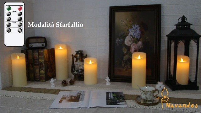 Candele LED A Colonna Con Telecomando - 3 Pezzi, Effetto Fiamma Tremolante, Cera Reale, Timer 2/4/6/8h (7.5/10/12.5/15cm) - 2