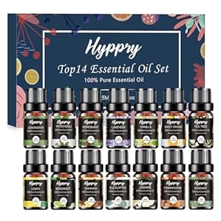Hyppry Essential Oils Set 14 x 5ml, Pure Natural Essential Oils for Diffuser for Home, Aromatherapy, Candle & Soap Making, Cleaning, Relaxing