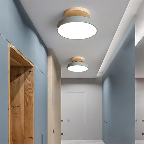 Vista 32 de Lámpara LED de techo, 34 pulgadas, 7 luces, moderna lámpara de techo empotrada de madera de 56 W, lámpara regulable para sala de estar, dormitorio