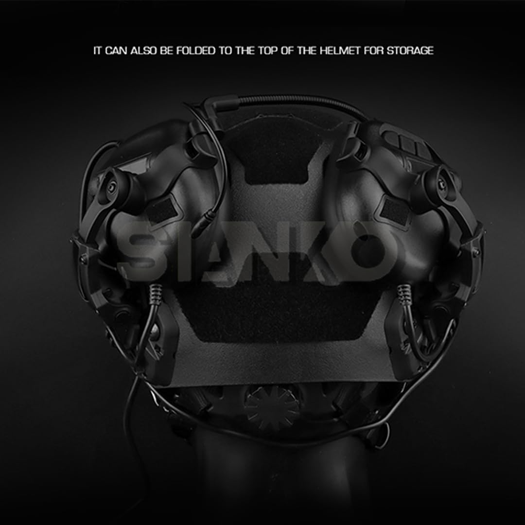 Casque tactique filaire avec protection auditive pour tir, chasse, réduction du bruit, commerces, annulation électronique (ANC-noir)