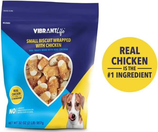 Vibrant Life Small Biscuit Wrapped with Chicken Dog Treats, 32 oz