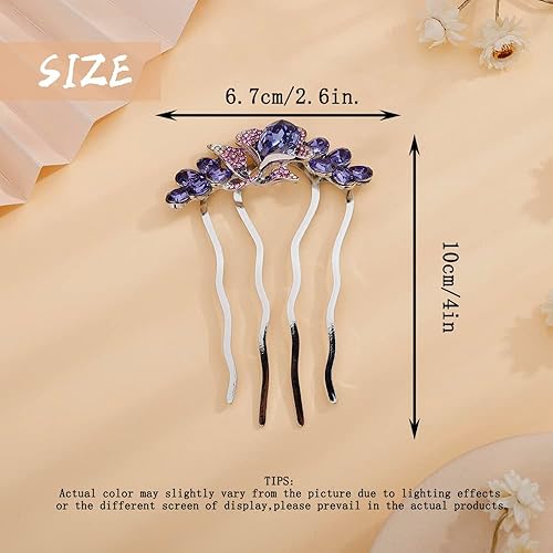 Miniatura 3 de Peines laterales decorativos de cristal con diamantes de imitación brillantes, accesorios para el cabello de boda nupcial para mujeres y niñas