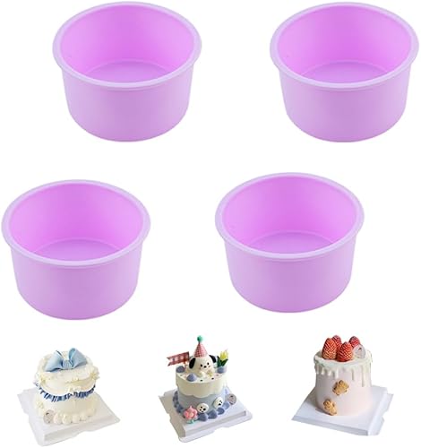 Miniatura 12 de SKYPRO Juegos de moldes de silicona para hornear, moldes redondos de silicona antiadherentes para pasteles en capas, pasteles de queso y pasteles de