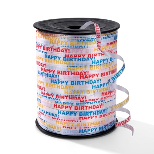 Ruban Curling JOYEUX ANNIVERSAIRE Ruban Ballon Décoration pour Fêtes Artisanat Et Emballage Cadeau Bricolage 500 Yards bunt