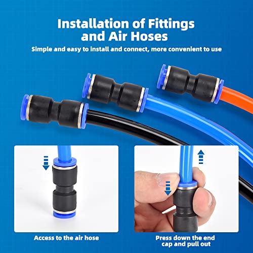 Cgele 60Pcs Quick Connect Air Hose Fittings 5/32 1/4 5/16 3/8 1/2 Inch Quick Release Pneumatic Push To Connect Fittings Kit Air Line Fittings For 5/32 1/4 5/16 3/8 1/2 Inch Tube thumb #3