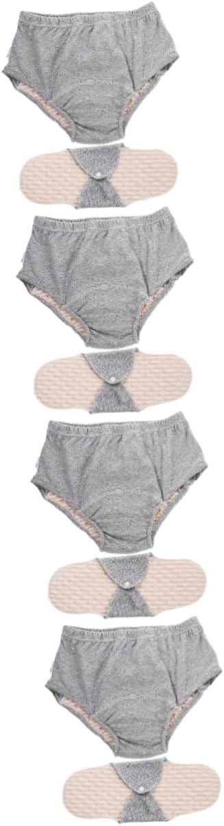minkissy 4pcs Elderly Leakproof Cotton Urinal Pants Washable Adult Diapers for Men and Women Reusable Underwear Absorbent Design for Hospital Use and Postpartum Care Grey
