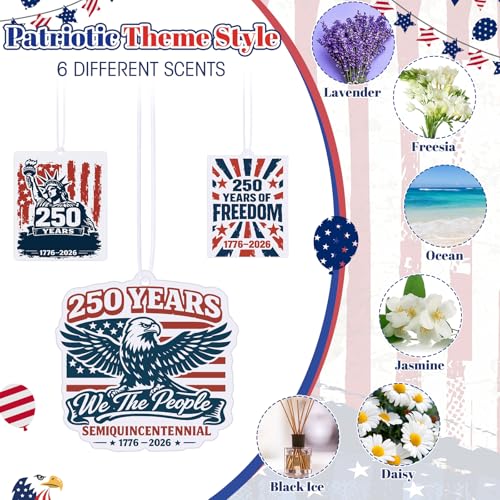 Image of 20 Pcs 250th Anniversary USA Car Air Freshener Patriotic Hanging Car Diffuser Ornaments for Cars Rearview Mirror Home Decor Patriots' Day 250th Anniversary Party Gifts