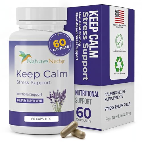 Nature's Nectar Anxiety and Stress Relief Supplements – Keep Calm Capsules with Ashwagandha, GABA, Magnesium & 5-HTP – Nervousness & Irritability Mood Supports Relaxation Lemon Balm 60 Filled Capsules
