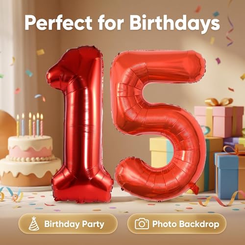 Image of YPSelected 32 Inch Large Foil Helium Number Balloon Birthday Wedding Party 0-9 (Red, 5)