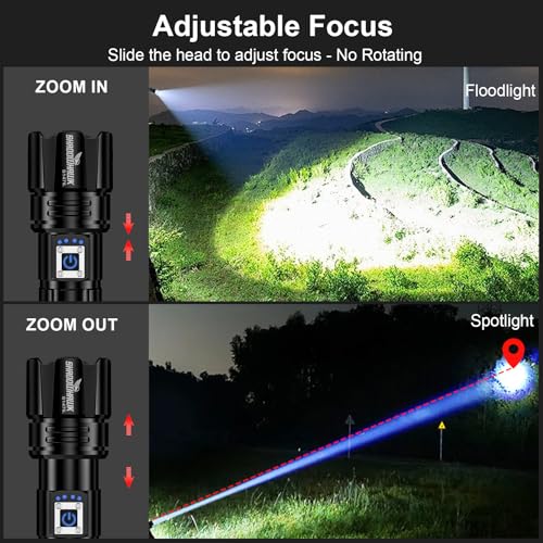 Image of Shadowhawk Flash Light Led Torch, 20000 Lumens Flashlight Bright Light Torch, XHP70.2 Hand Torch Light Rechargeable USB Tactical, Waterproof Portable Torch Light for Trekking Hunting Emergency