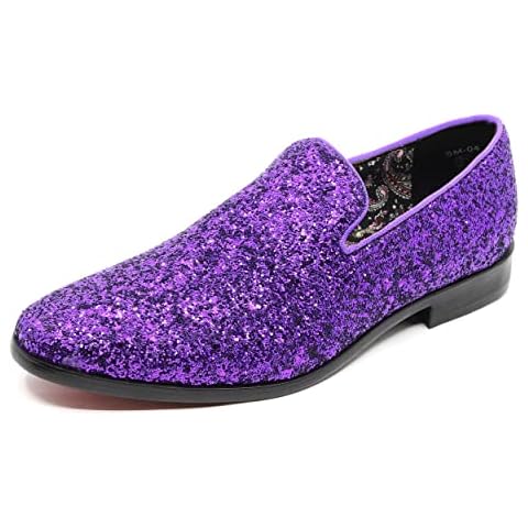 Men's Fashion Smoking Sparkly Glitter Sequin Dress Tuxedo Loafers Slip On Shoes SM-04 (Purple, us_Footwear_Size_System, Adult, Men, Numeric, Medium, Numeric_12) Cover