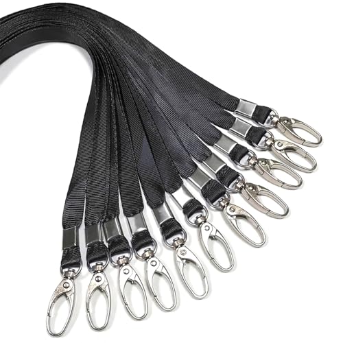 10 Pcs Lanyards Black Lanyard for Id Badges Nylon...