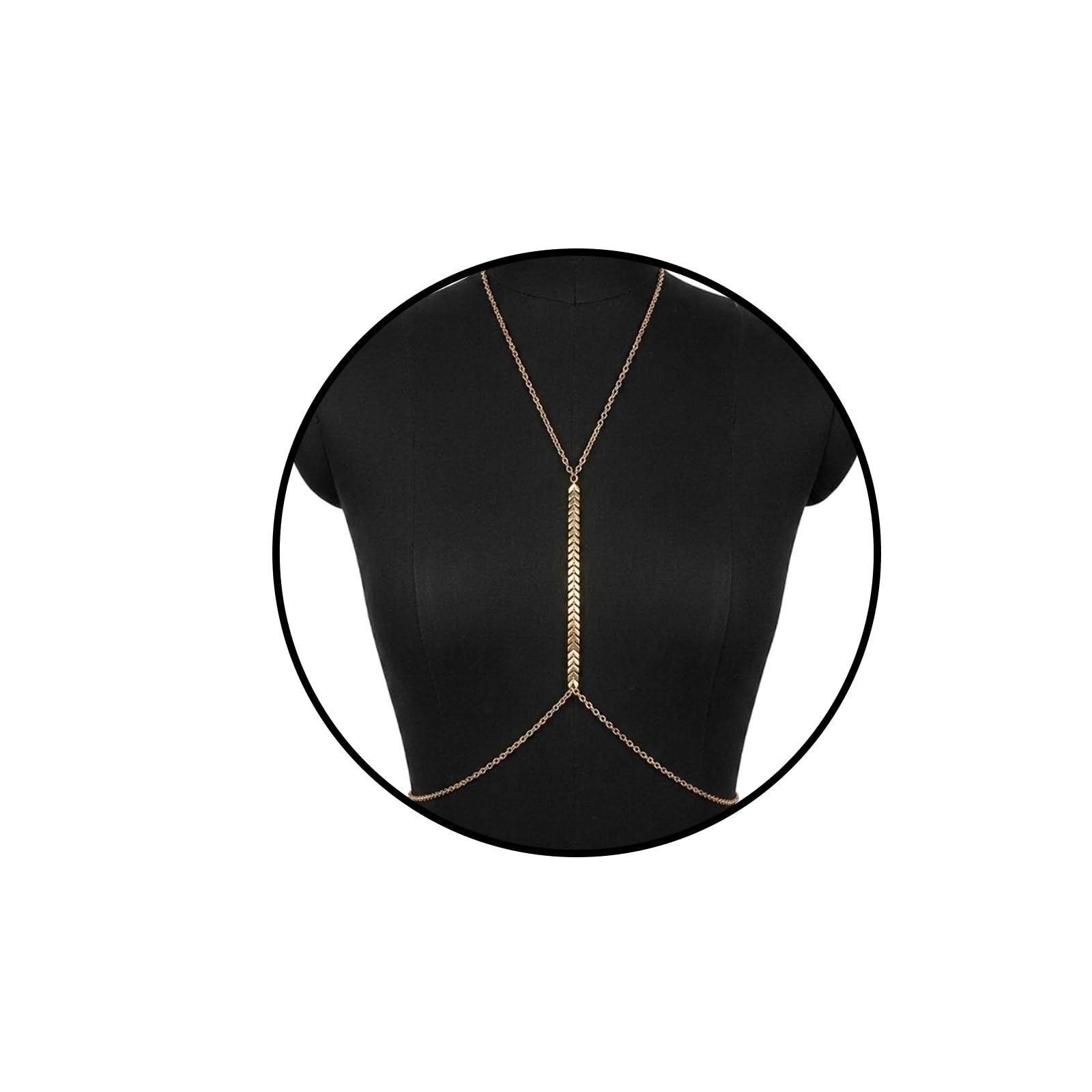 Body Chain for Women, Arrow Fishbone Design, Elegant Belly Chain, Golden Chest Jewelry Piece-image-13