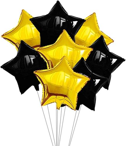 20 globos de papel de aluminio de estrella dorada y negra, globos de estrella negra de 18 pulgadas, globos de Mylar de estrella dorada para