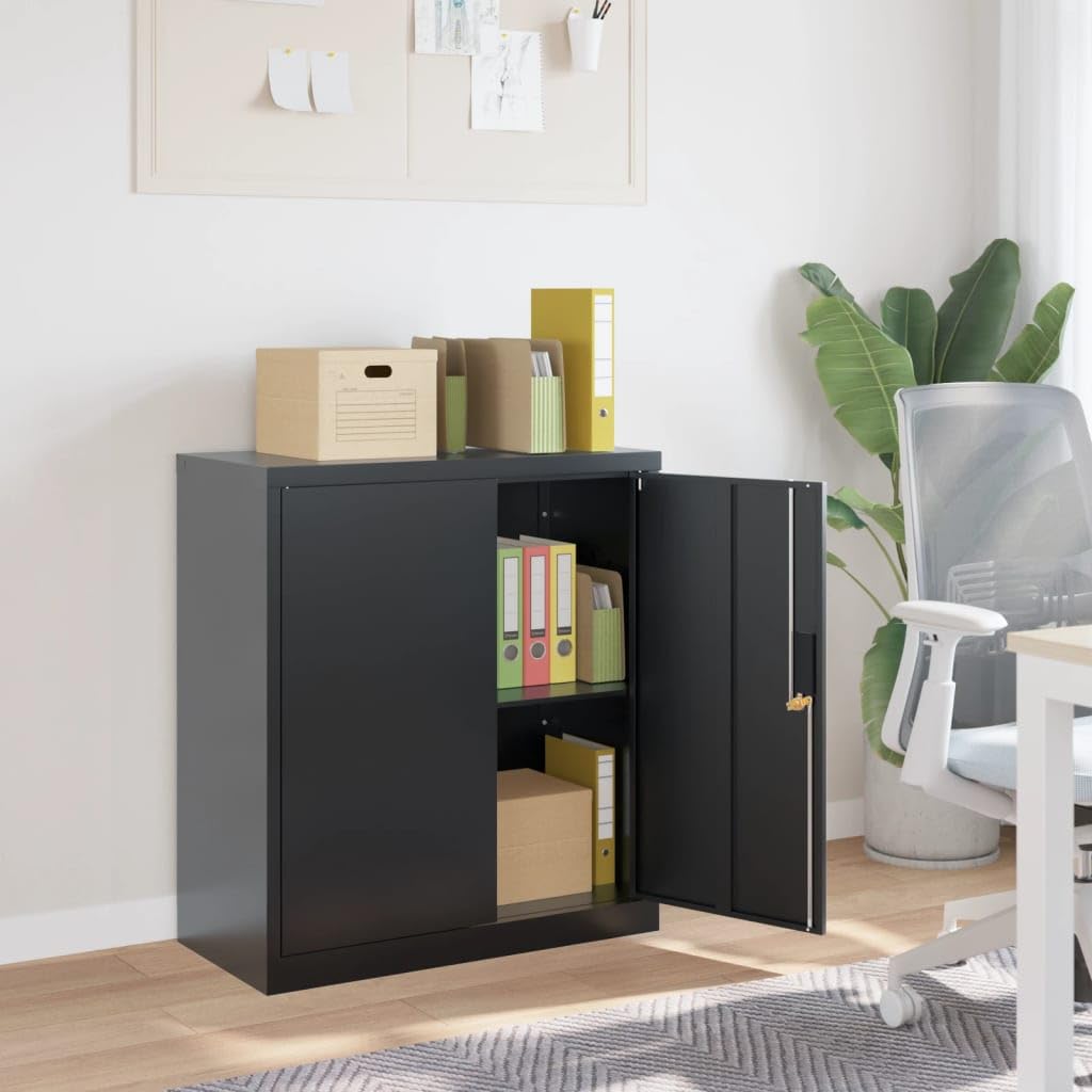 vidaXL Armadio Classificatore Antracite 79x40x90 cm in Acciaio, armadio classificatore, schedario da ufficio, schedario in metallo