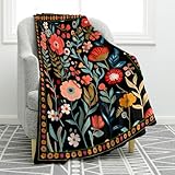 Jekeno Colorful Flowers Plant Blanket Floral Gifts for Women Kids Girls Mom Wife Sister Female Friends Birthday Christmas Halloween Easter Decor Home Bedroom Living Room Throw Blanket 50'x60'