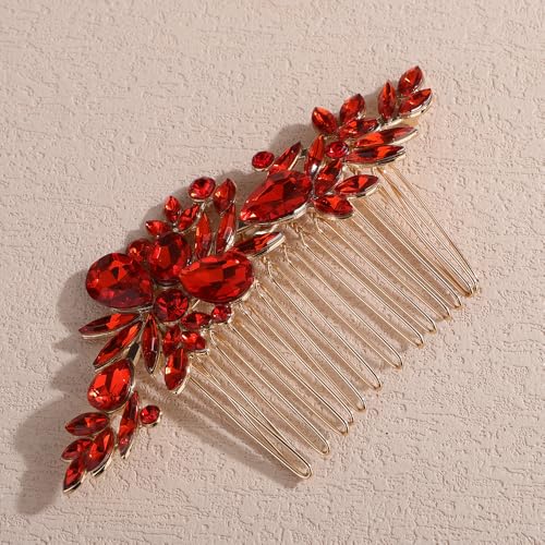 Peine para cabello con cristales rojos y diseño boho miniatura 3