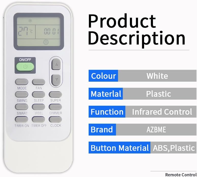 Product description listing color, material, function, brand, and button material
