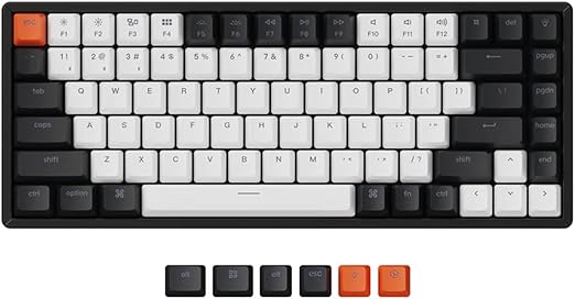 Keychron K2 Wireless Bluetooth/USB Wired Gaming Mechanical Keyboard, Hot-swappable 75% Layout 84 Keys RGB LED Backlight, Aluminum Frame for Mac Windows, Gateron G Pro Red Switch, Version 2
