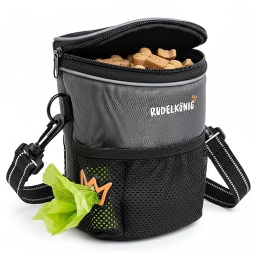 Rudelkönig Leckerlibeutel für Hunde - Praktische Futtertasche für das Hundetraining - Multifunktionaler Futterbeutel für Hunde mit Kotbeutelspender