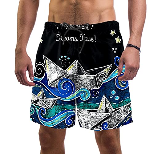 Short de bain pour homme avec filet maillot multicolore séchage rapide Paper Boat M