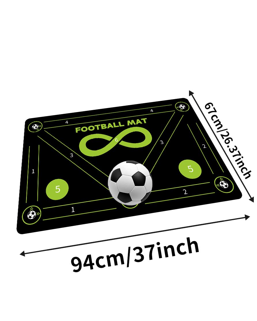 Soccer Training Mat, Agility Football Footwork Training Equipment Mat for All Ages to Improve Speed, Strength and Coordination, Video and Dynamic Manuals Included, Anti-Slip/Silent Soccer Mat