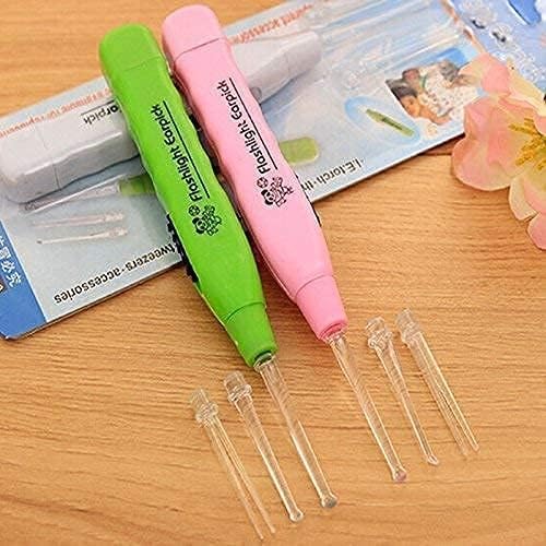 TRUESHOP Plastic Earwax Cleaner Baby Care With Flashlight Cleaning Ears Light Cleaner/Green & White Color-image-37