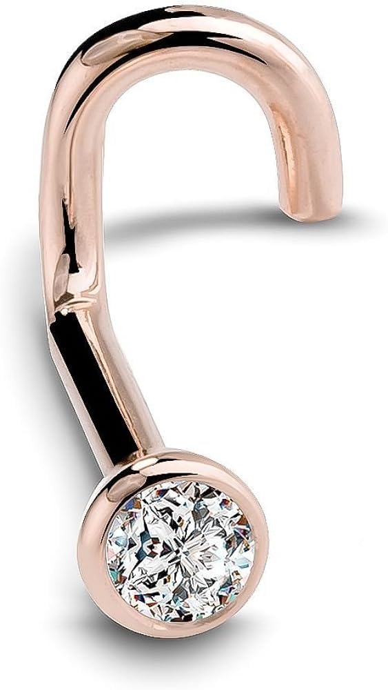 Zalkari 14k Rose Gold Over Sterling Silver L Shaped Bezel Nose Pin 1.7mm (B0CLLZDBJ4) Amazon Price History, Amazon Price Tracker