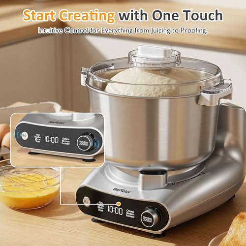 Image of Sunvivi 4-in-1 Multifunctional Stand Mixer, Electric Dough Mixer with 5.3 Quart Stainless Steel Bowl, Electric Stand Mixer for Baking & Home Cooking, with Meat Grinder, Juice Blender & Salad Maker