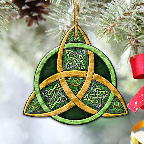 Wodoro Irish Crest Ornament, Irish Ornament, Celtic Christmas Ornaments Tree Decorations, Rear View Mirror Car Hanging Accessories, St Patrick Day Shamrock Irish Flag Irish Cross Irish Gifts (08) #TOP2