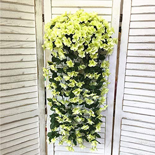 Fleur Artificielle Hanging Violet Mur Fleur glycines Panier Suspendu Garland Fleurs de Vigne Fausse Soie Orchidée Fleurs artificielles Colorful (Color : Green) Cover