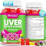 Liver Detox Cleanse & Repair, 2000 mg Milk Thistle Liver Detox, Liver Support Supplement with Glutathione, Dandelion Root, Turmeric & Artichoke, 23-in-1Herbal for Liver & Gut Health, Vegan, 60 Gummies