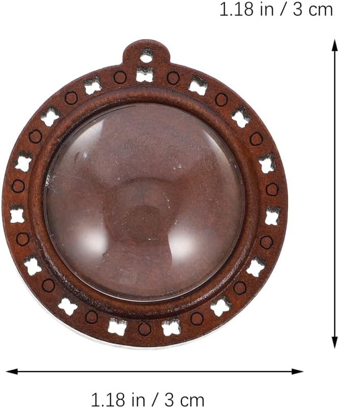 Healifty Round Wooden Pendant Trays with Glass Patch 32pcs 1.18 inch Cabochon Jewelry Making Supplies Diy Necklace Pendant Bezels for Photo Jewelry Charms Keychains image 4