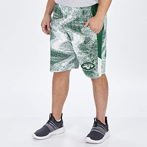 Zubaz NFL Men's New York Jets Evergreen/White Static Short W/Solid Side Panels XXL