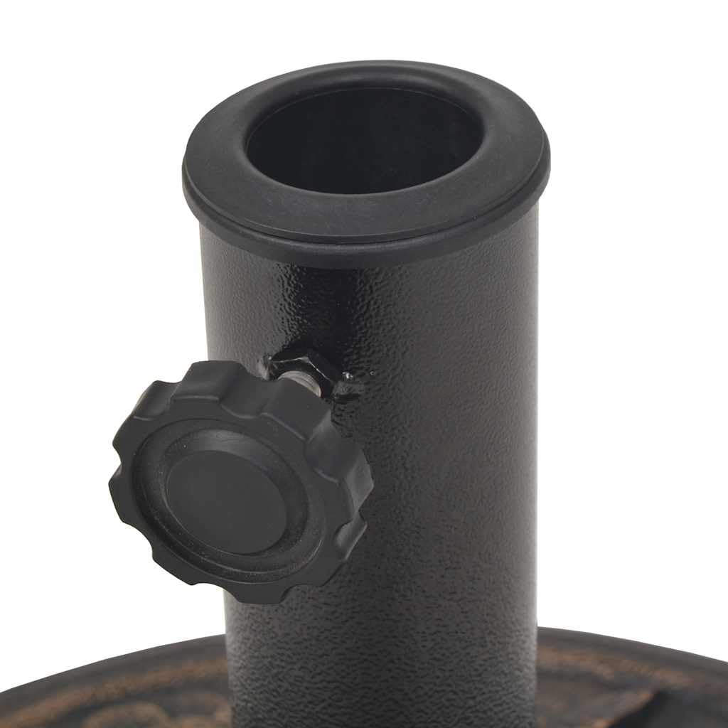 Stojak na parasol przeciwsłoneczny, z żywicy, okrągły, w kolorze brązu, 9 kg, z bolcami zamykającymi i adapterami, do rur parasoli 38 i 48 mm, odporny na warunki atmosferyczne, na balkon