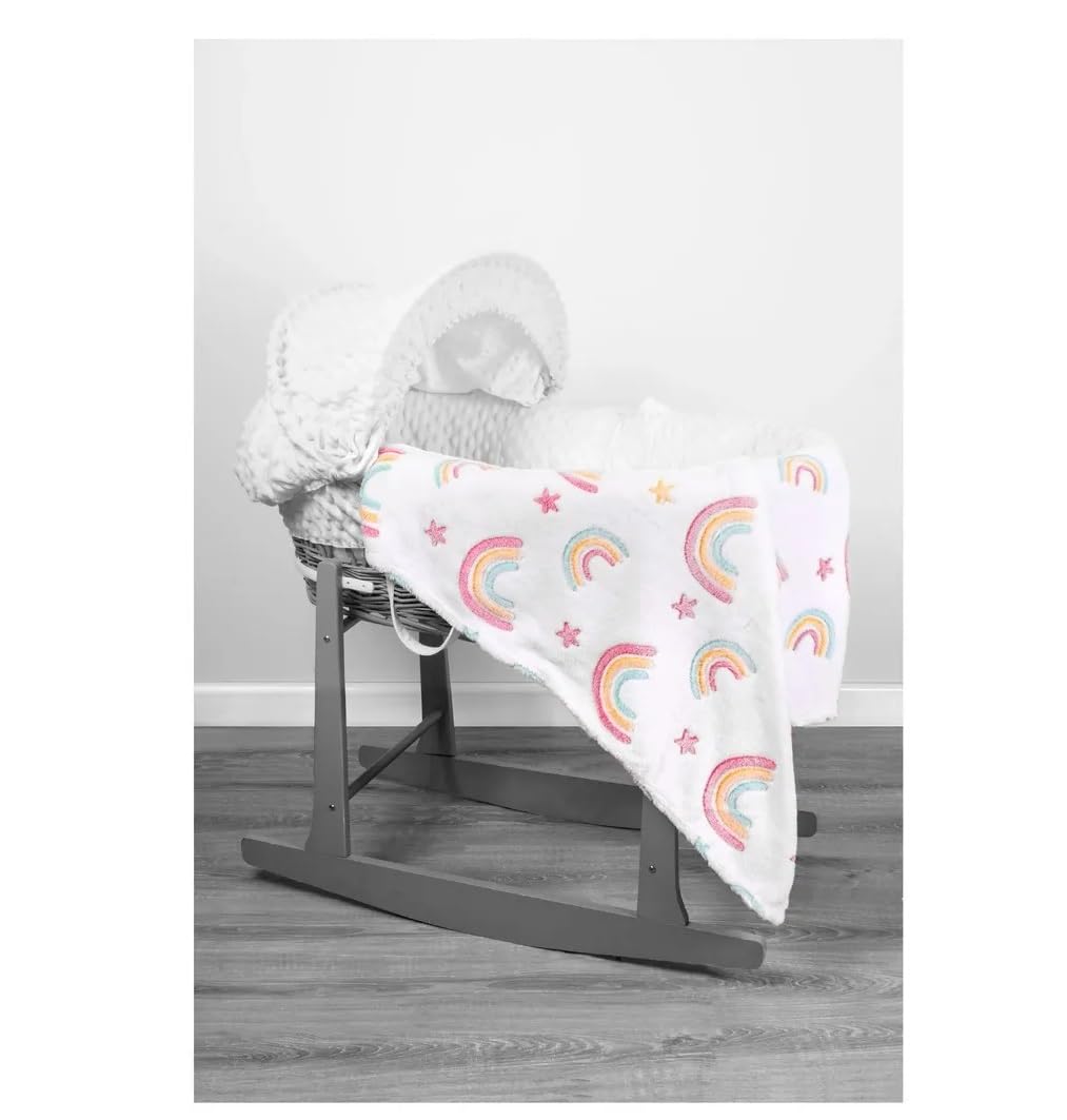 OnlyBee Baby Boy Girl Soft Fleece Rainbow Blanket Newborn for Pram Car Crib Moses Basket 75cm x 100cm - Image 3