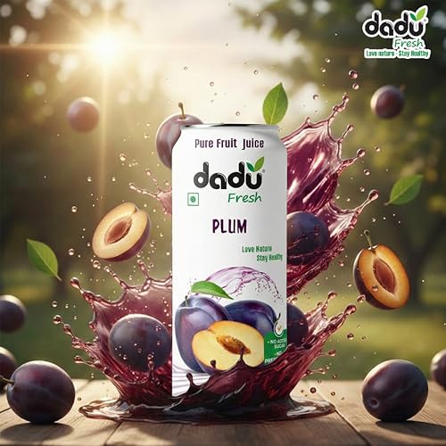 Image of Dadu Fresh Fruit Juice Combo | Avocado & Mango, Plum, Mangosteen & Rambutan | Pure Fruit Healthy Beverage | No Added Sugar, No Preservatives, Not from Concentrate | Vitamin Rich & Naturally Refreshing | 1210ml (4 Cans)