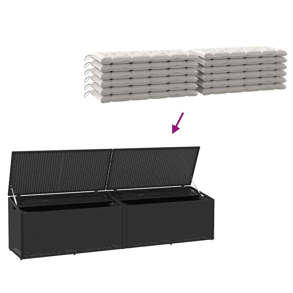 vidaXL Skrzynia ogrodowa do przechowywania czarny 220x50x58 cm, skrzynia ogrodowa do przechowywania, schowek na poduszki zewnętrzne, skrzynia zewnętrzna do przechowywania poduszek
