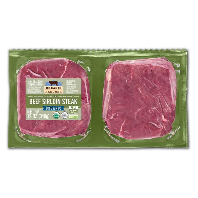 Organic Rancher, Organic Beef Top Sirloin Steak, 100% Grass Fed & Grass Finished, USDA Organic, Pasture Raised Free Range, G.A.P. Step 4, 12 oz