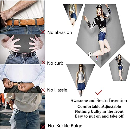 Image of WERFORU No Buckle Show Belt for Men Buckle Free Stretch Belt for Jeans Pants 1.38 Inches Wide Father's Day Gift