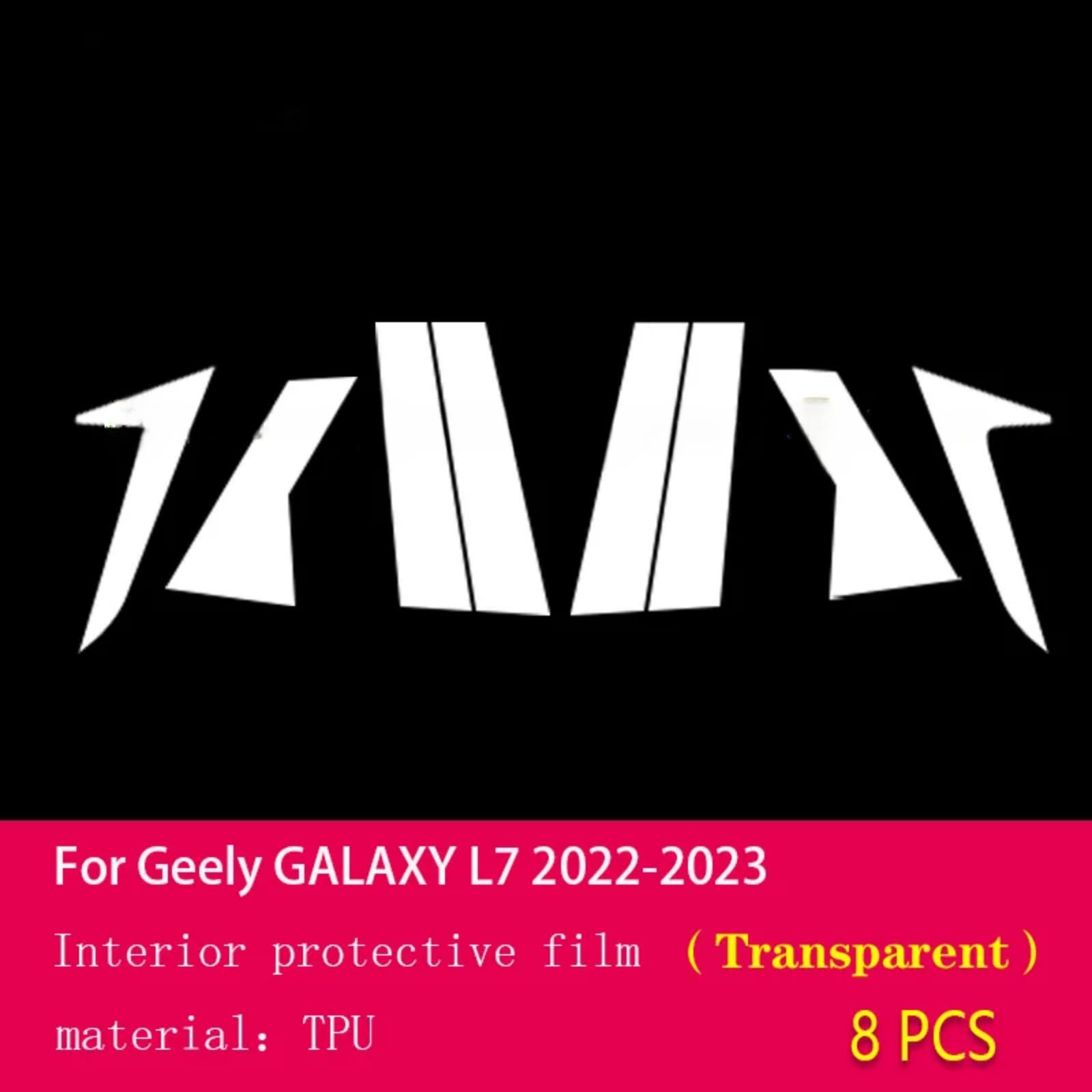 Pellicola protettiva per carrozzeria auto B C per lunotto della finestra Membrana per prevenzione graffi TPU PPF, accessori per Geely Galaxy L7 2022-2023 (trasparente)