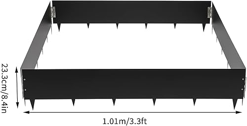 Miniatura 3 de Borde de acero para césped, 40 pulgadas de largo, borde de acero de 8.46 pulgadas de profundidad, borde de borde de jardín negro, borde de paisaje