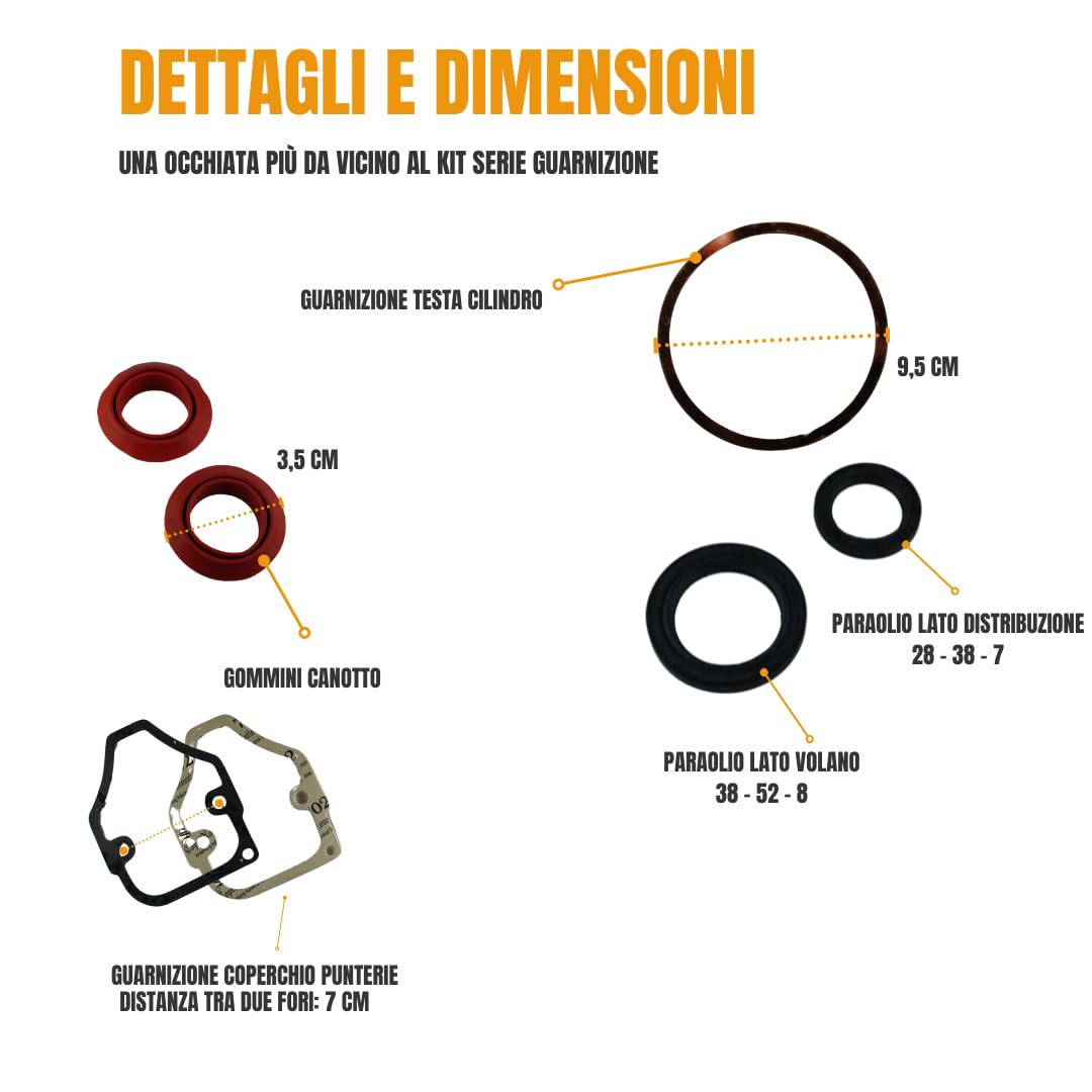 Generico Kit Cilindro e Pistone + Serie Guarnizione Completa e Paraoli Compatibile per Motore Lombardini Diesel 6LD 400 per Motozappa e Motocoltivatore