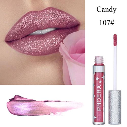 Moonuy Rouge à Lèvres Liquide Mat Glitter Gloss Maquillage Imperméable à Lèvres Longue Durée Waterproof Hydratant Brillant Maquillage à Lèvres Tenue