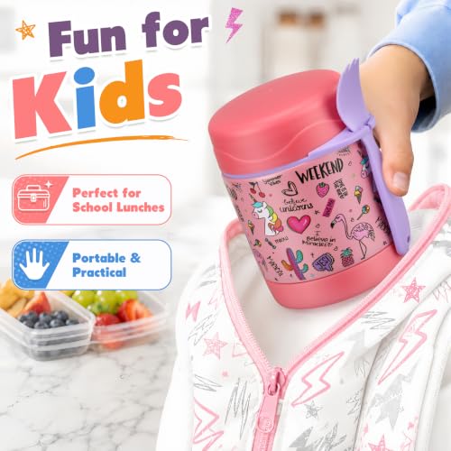 Image of 10oz Soup Thermo for Hot Food Kids,Lunch Thermo Kids Food Jar with Spoon