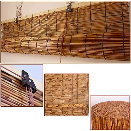Bamboo Privacy Shades For Balcony Bamboo Blinds For Indoor Windows, Outdoor Reed Curtain Roll Up Waterproof Roman Rattan Shades For Porch Patio, Cordless Custom Sized #TOP3