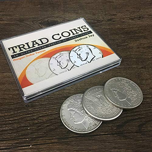 blue-ther Triad Coins (Morgan Gimmick) Magic Tricks Produce Vanish Change Three Coin Magic Close Up Illusions Gimmick Props Mentalism Fun