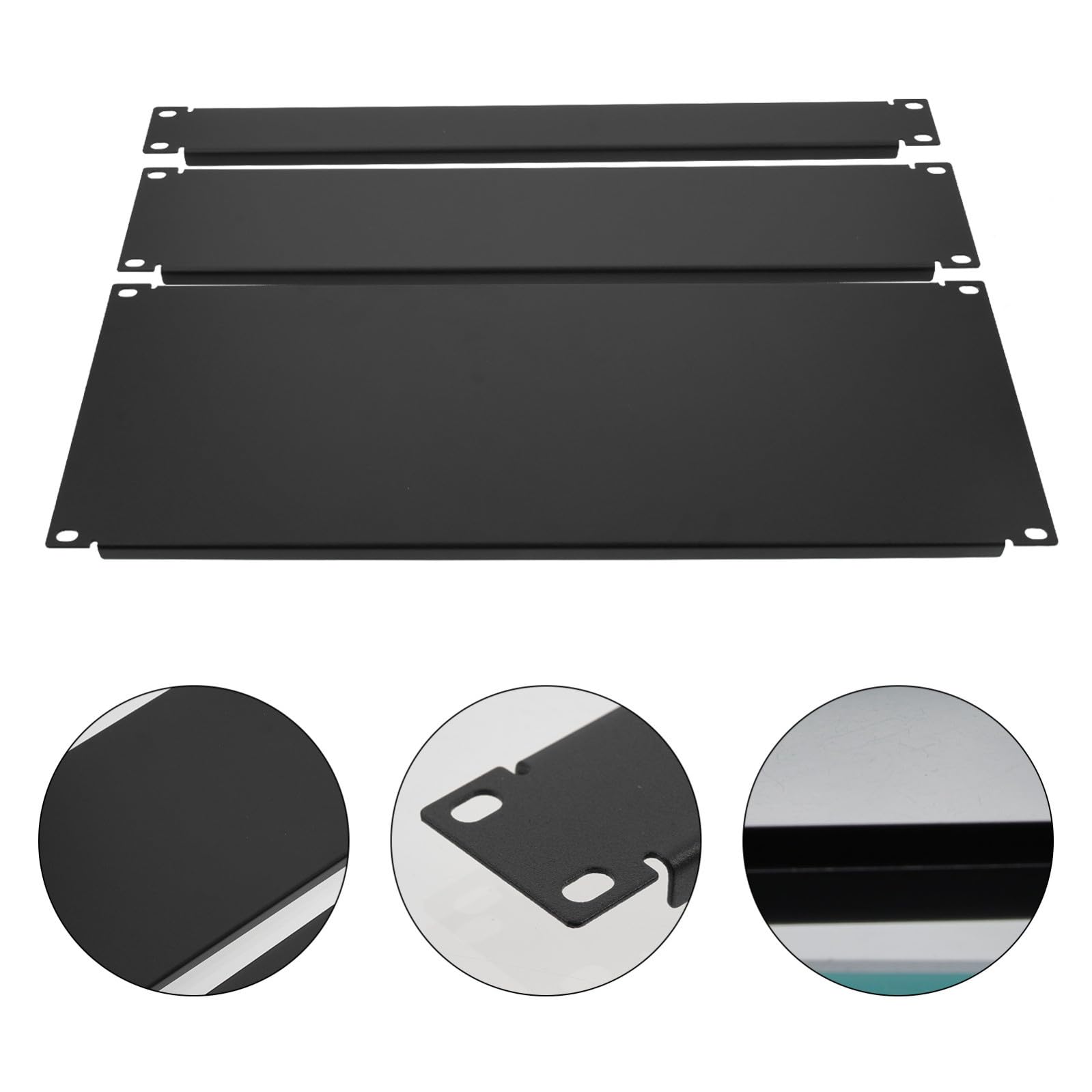 KALLORY 3 Pezzi Piatti di Copertura in Metallo Nero per Armadi Rack 1u 2u Taglie, Resistente All'usura e Facile da Usare, Copertura per Montaggio in Sala Macchine