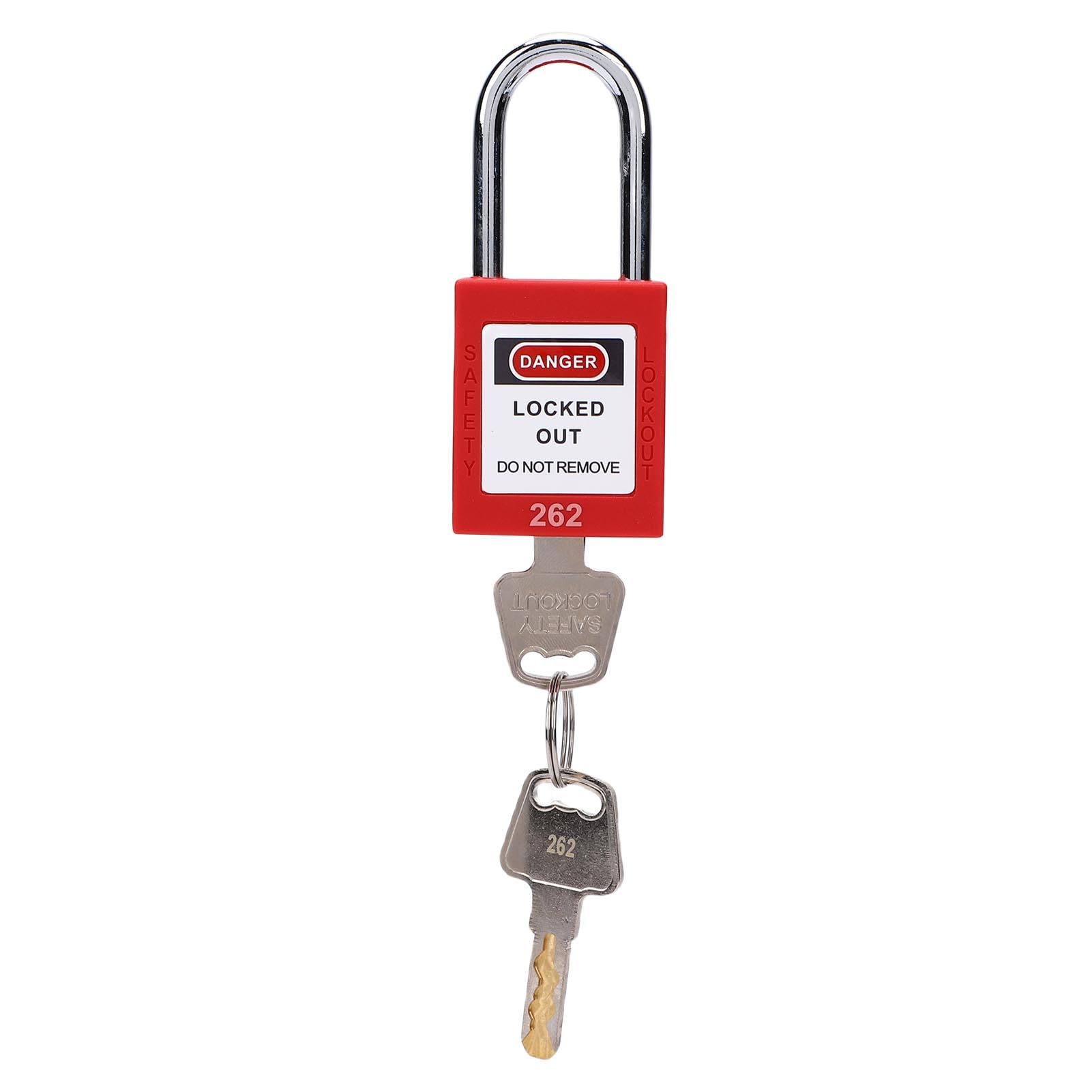 Candado rojo de seguridad con bloqueo y etiquetado con grillete emergente automático para protección de seguridad industrial
