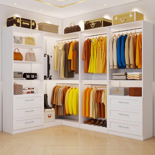 Corner Closet System with Drawers & Shelves